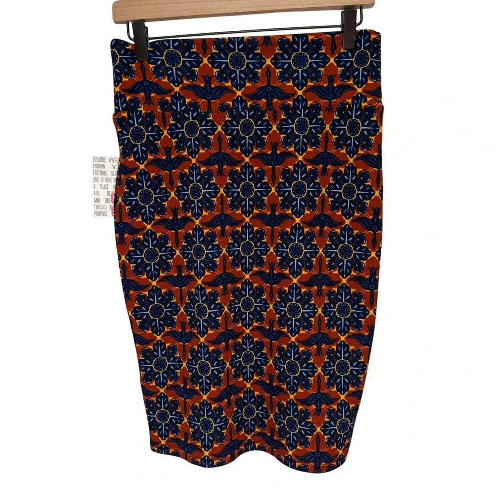 LuLaRoe Cassie Skirt Women's Small Floral Geometric Fitted Knit‎ Pencil